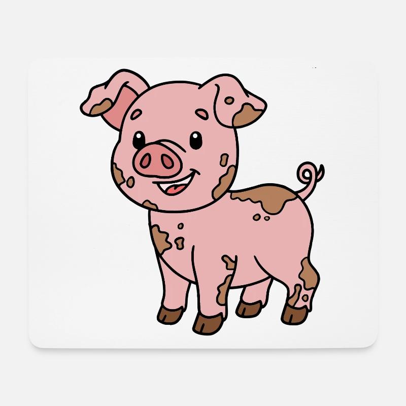 Schwein - Mousepad (Querformat) - Weiß