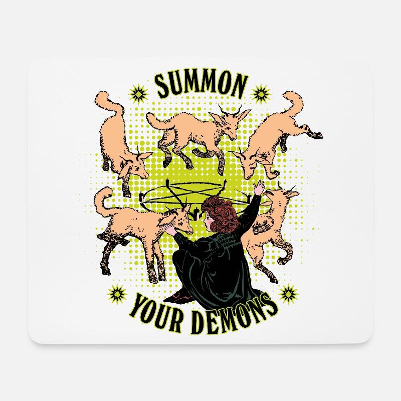 Dämonenbeschwörung im Retro-Stil - Mousepad (Querformat) - Weiß