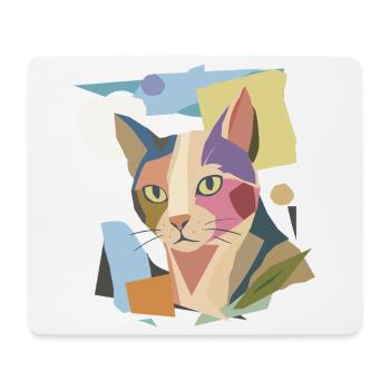 Abstrakte Katze im modernen Farbblock-Design - Mousepad (Querformat) - Weiß - Vorne