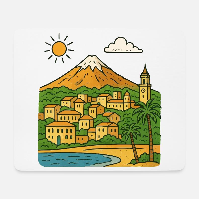 Paysage urbain coloré de Tenerife - Tapis de souris (format paysage) - blanc