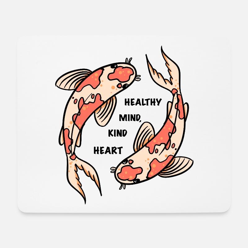 Koi Fish Circle with Positive Quote - Mousepad (Querformat) - Weiß