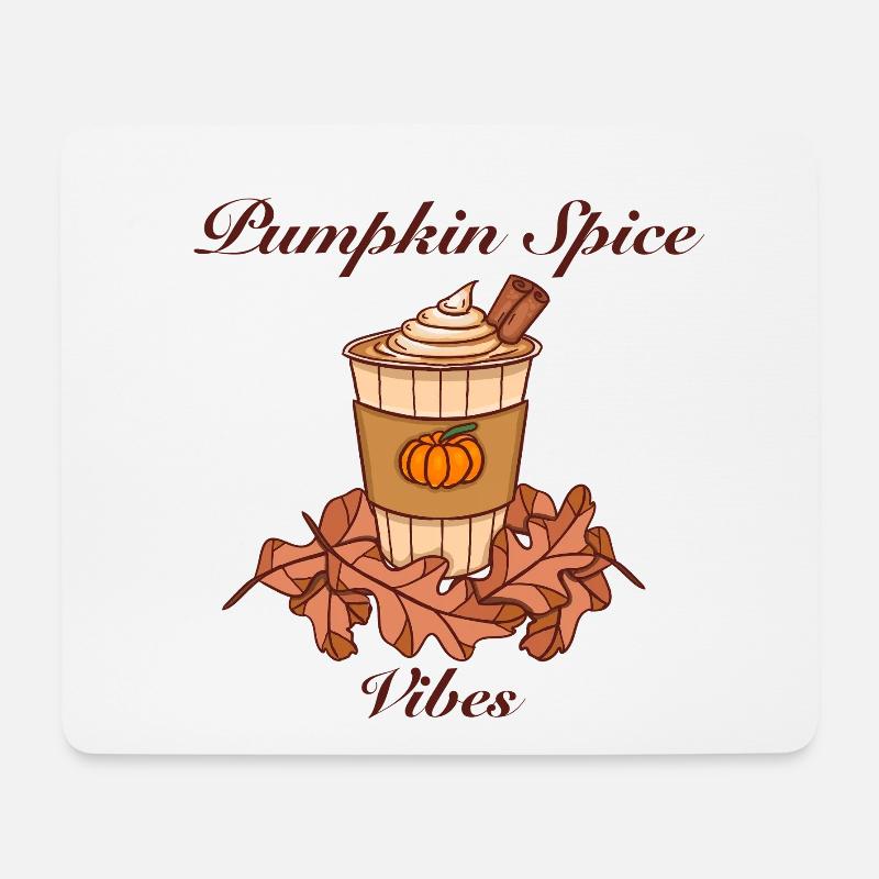 Pumpkin Spice Vibes – Cozy Autumn Coffee Design - Mousepad (Querformat) - Weiß