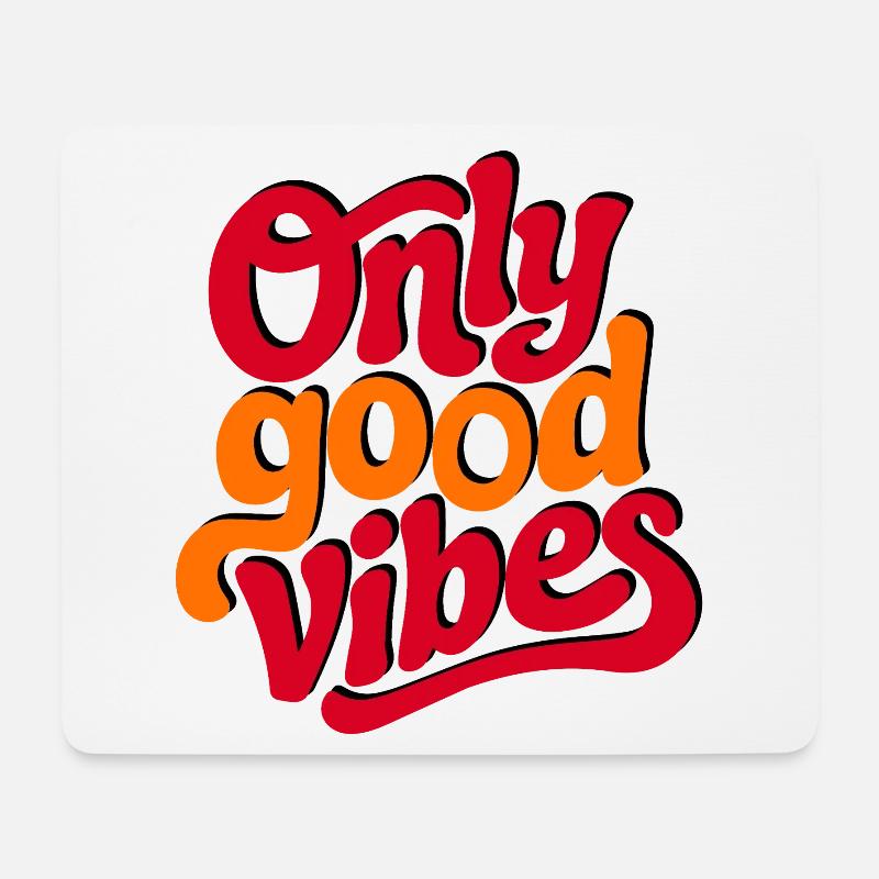 Positive Vibes Hand Lettered Design - Mouse Pad (horizontal) - white