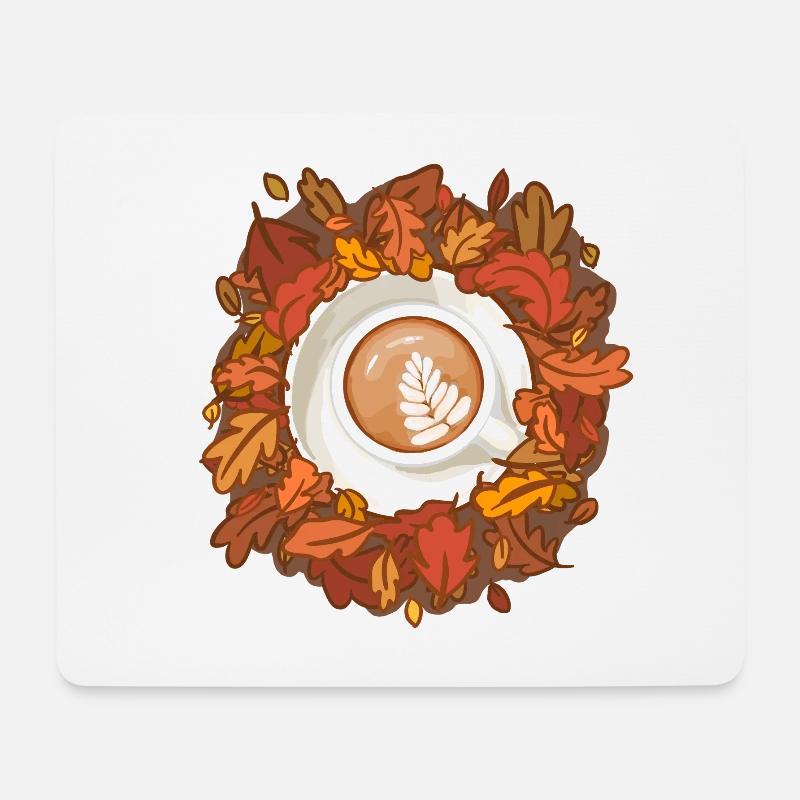 Leaves are Falling, Coffee is Calling - Mousepad (Querformat) - Weiß