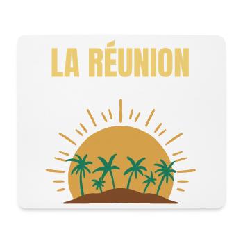 Reunion Island Sun and Palm Trees T-shirt - Mouse Pad (horizontal) - white - Front