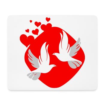 Colombe d amour sur fond rouge - Tapis de souris (format paysage) - blanc - Devant