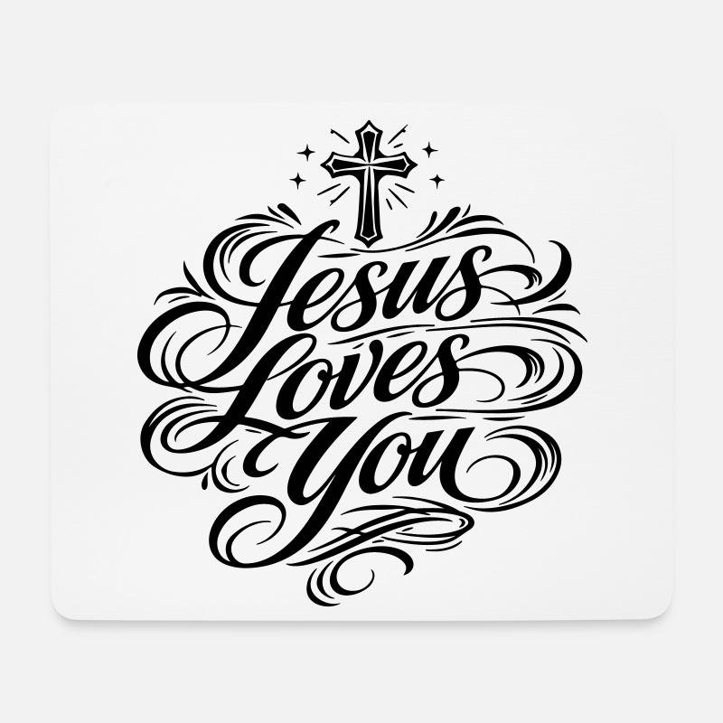 Jesus Liebt Dich Spruch - Mousepad (Querformat) - Weiß