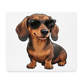 Cooler Dackel Sonnenbrille Sommer Sonne Süßer Freu - Mousepad (Querformat) - Weiß - Vorne