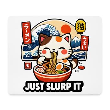 Kawaii Ramen Katze: Just Slurp It - Mousepad (Querformat) - Weiß - Vorne