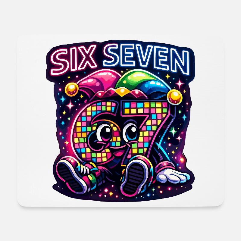 Six Seven 67 Karneval Süß Trend Geschenk - Mousepad (Querformat) - Weiß