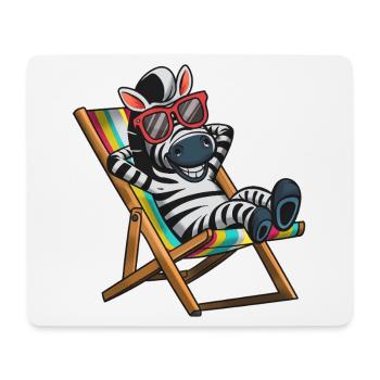 Zebra relaxing in deck chair with colorful stripes - Mouse Pad (horizontal) - white - Front