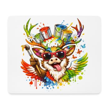 Kreativer Hirsch Kunst Illustration - Mousepad (Querformat) - Weiß - Vorne