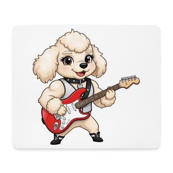 Paw guitarist dog avec guitare électrique - Tapis de souris (format paysage) - blanc - Devant