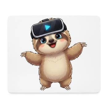 Fauler Faultier Virtual Reality Gamer Zocker - Mousepad (Querformat) - Weiß - Vorne