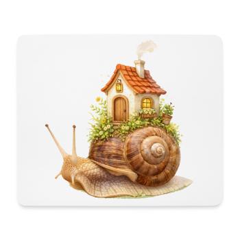 Snail with small house fantasy illustration - Mouse Pad (horizontal) - white - Front
