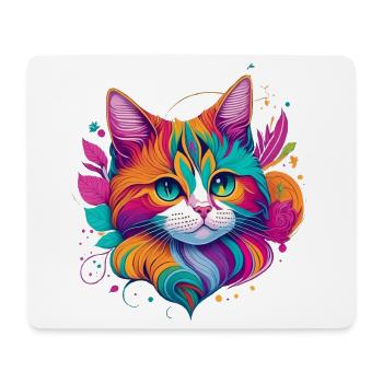 Colorful Cat Portrait Art - Cat - Mouse Pad (horizontal) - white - Front