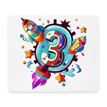 Art de fusées pour le 3e anniversaire - Tapis de souris (format paysage) - blanc - Devant