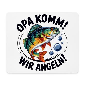 Opa kommt, wir angeln! - Mousepad (Querformat) - Weiß - Vorne