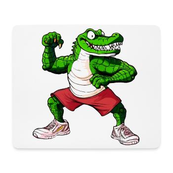Fitness Crocodile - Tapis de souris (format paysage) - blanc - Devant