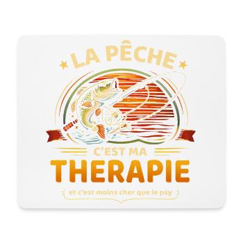 La pêche c’est ma thérapie – humour pêcheur - Tapis de souris (format paysage) - blanc - Devant