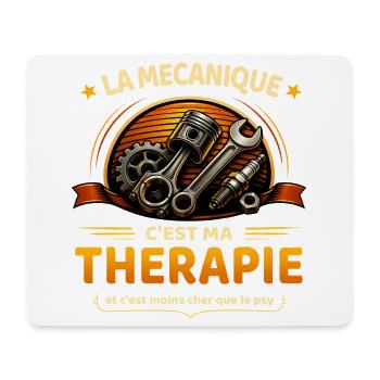 La mécanique c’est ma thérapie – humour mécanicien - Tapis de souris (format paysage) - blanc - Devant