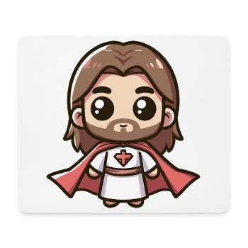 Niedlich Jesus Christus Superheld Kirche Held - Mousepad (Querformat) - Weiß - Vorne