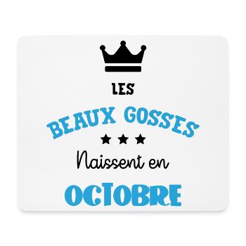 Les Beaux Gosses Naissent en Octobre Humour - Tapis de souris (format paysage) - blanc - Devant
