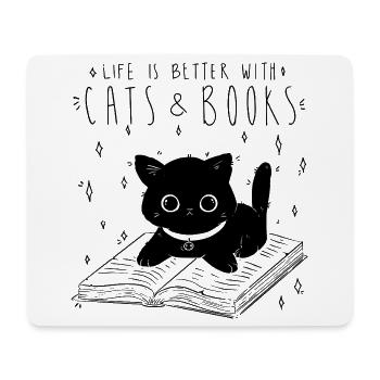 Chats & Livres - Tapis de souris (format paysage) - blanc - Devant
