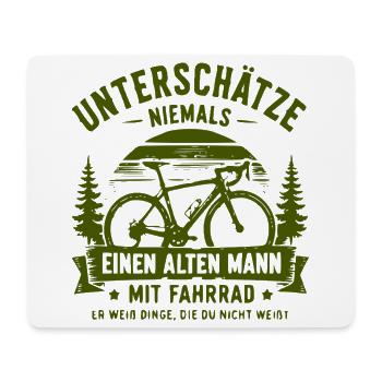 Unterschätze niemals alten Mann mit Fahrrad - Mousepad (Querformat) - Weiß - Vorne