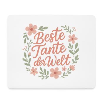 Beste Tante der Welt - Blütenrahmen - Mousepad (Querformat) - Weiß - Vorne