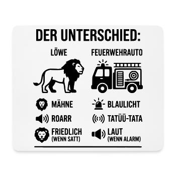 Löwe oder Feuerwehr? Lustiges Vergleichs-Motiv  - Mousepad (Querformat) - Weiß - Vorne