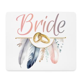 Bride Goldringe Federn JGA Junggesellenabschied - Mousepad (Querformat) - Weiß - Vorne