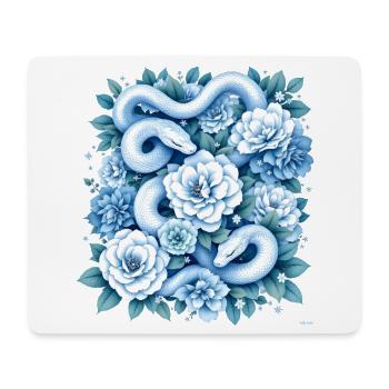 Hellblaues Snakes Rosenbeet-Design. - Mousepad (Querformat) - Weiß - Vorne