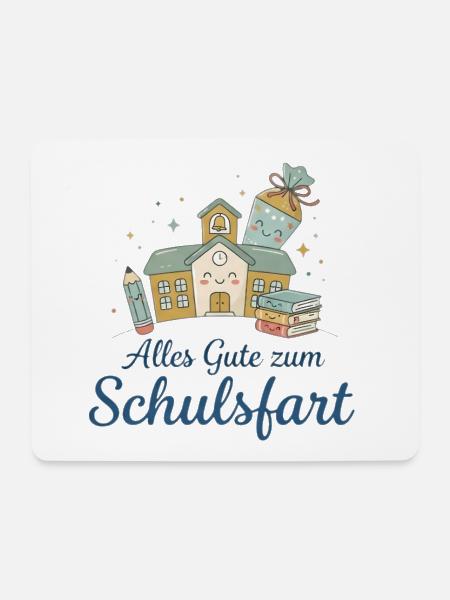 Schulstart Glücksillustration - Mousepad (Querformat) - Weiß