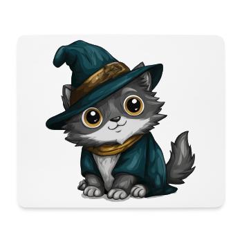 Katzenzauberer im Hexenkittel - Mousepad (Querformat) - Weiß - Vorne