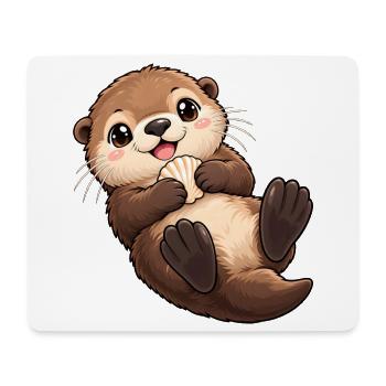 Seeotter Kawaii Style – Süßer Otter - Mousepad (Querformat) - Weiß - Vorne