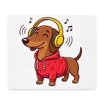 Dackel Musik Kopfhörer Hund Sound T-Shirt - Mousepad (Querformat) - Weiß - Vorne