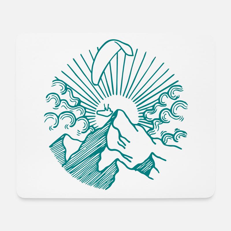 Mountain Sunrise Paraglider Gleitschirm Alpen - Mousepad (Querformat) - Weiß
