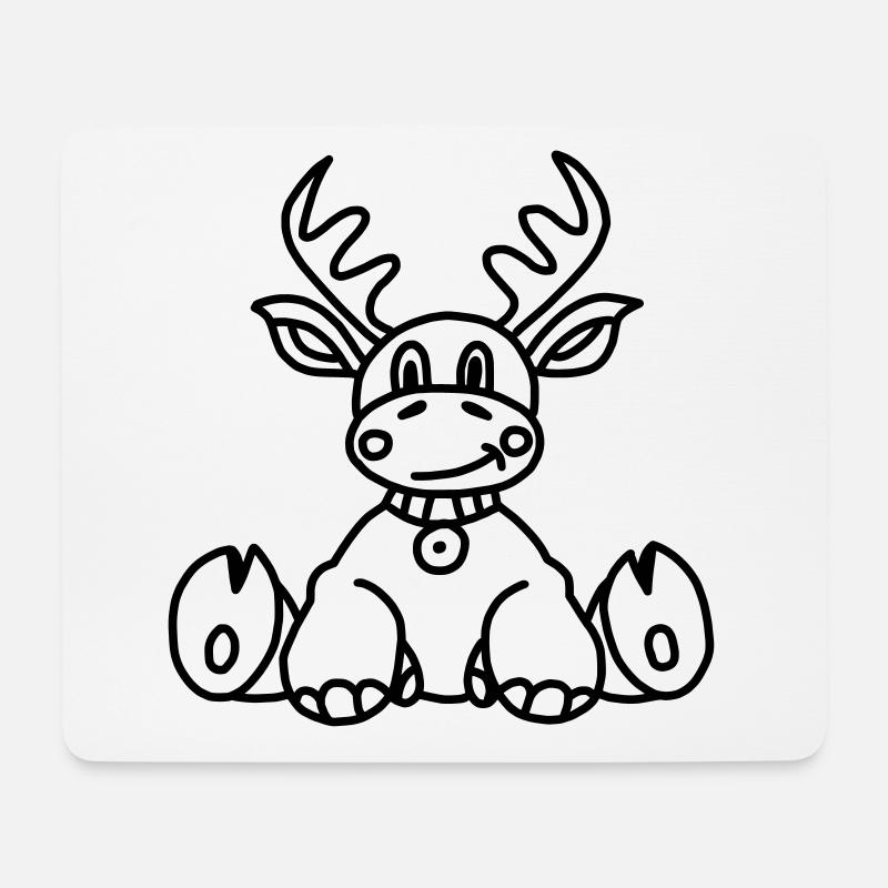 Weihnachten Zeichnung Elch - Mousepad (Querformat) - Weiß