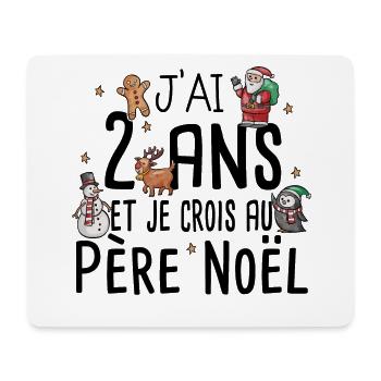 2 ans Père Noël Anniversaire Fille Garçon Fillette - Tapis de souris (format paysage) - blanc - Devant