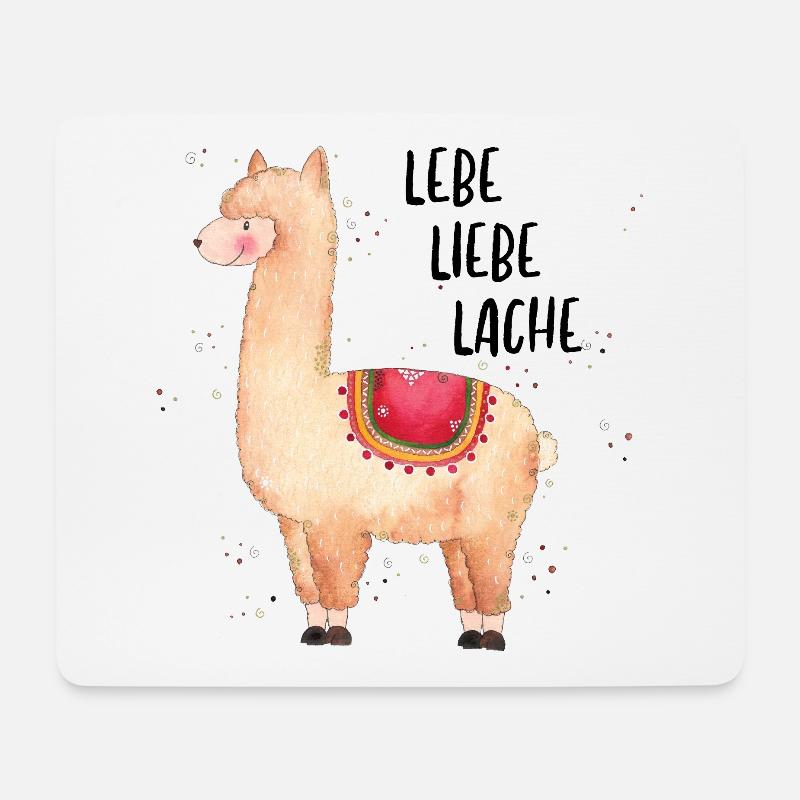Lama lebe liebe lache - Mousepad (Querformat) - Weiß