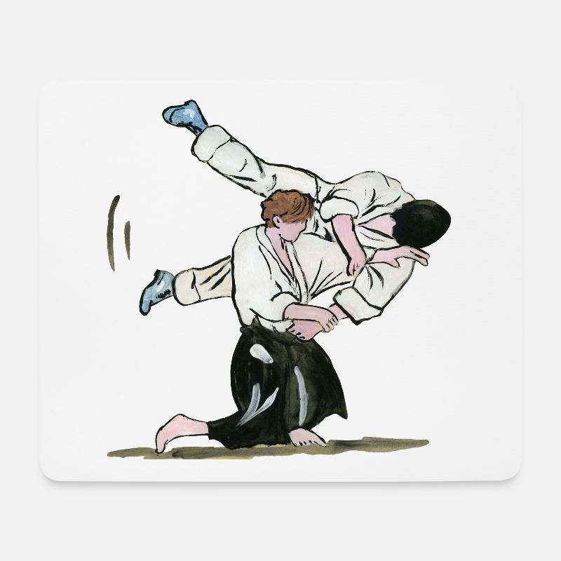 aikido - aikido - budo - asikido - Mousepad (Querformat) - Weiß