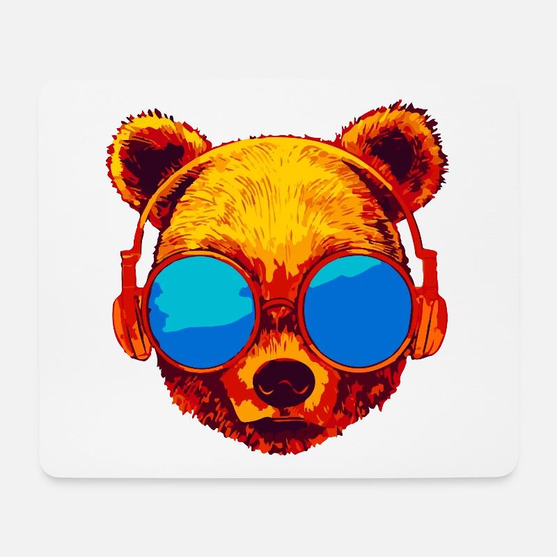 Bär mit Sonnenbrille - Mousepad (Querformat) - Weiß