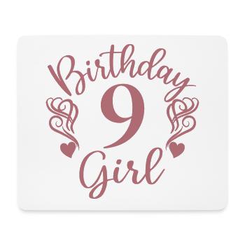 9th Birthday Girl, 9 Years Old Gift For Kids - Mouse Pad (horizontal) - white - Front
