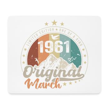Birthday Gift Born In March 1961 Retro 1961 - Mouse Pad (horizontal) - white - Front