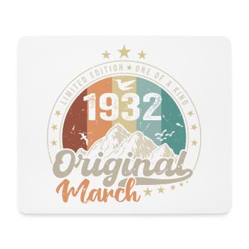 Birthday Gift Born In March 1932 Retro 1932 - Mouse Pad (horizontal) - white - Front