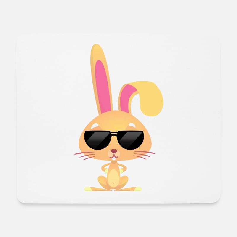 cooler, süßer Hase mit Sonnenbrille - Mousepad (Querformat) - Weiß