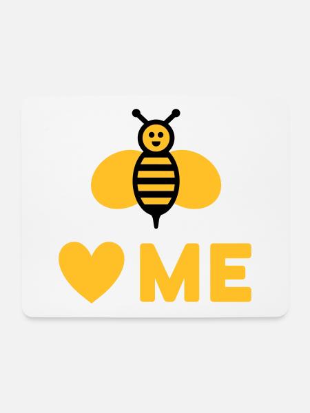 Bees love me (Biene, Herz) - Mousepad (Querformat) - Weiß