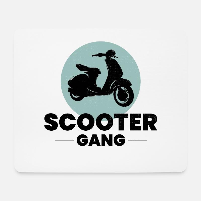Roller Fahrer Gang Scootering Motorrad Moped Bike - Mousepad (Querformat) - Weiß