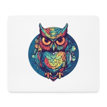 Owl as a knight in a circle, colorful, boho, comic - Mouse Pad (horizontal) - white - Front